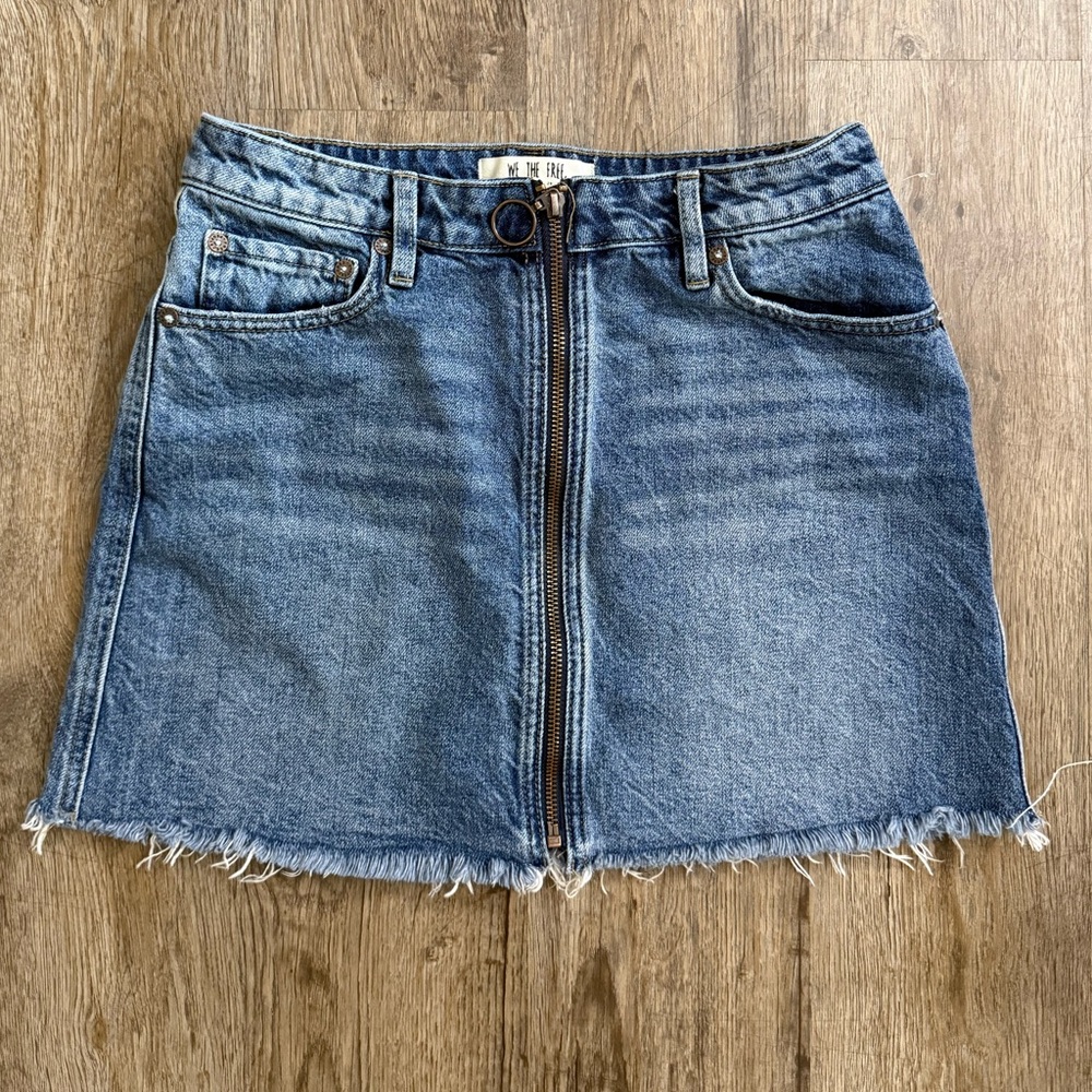 We The Free • Zipper Front Denim Mini Skirt